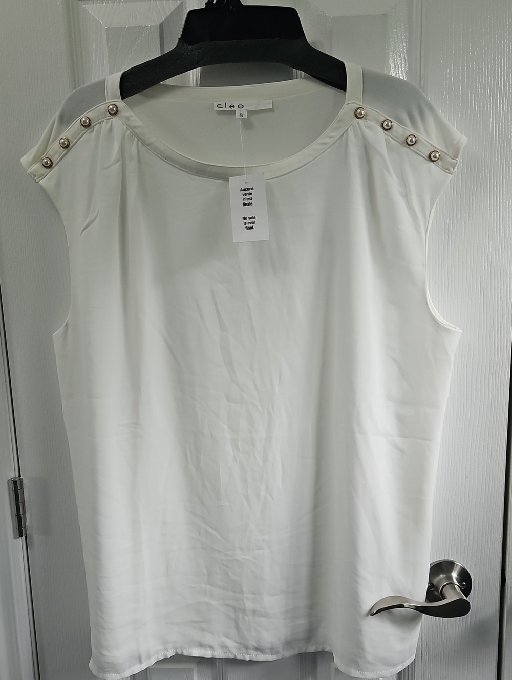 Cleo Top  Shoulder  With Gold Buttons Color Cream Size Xl